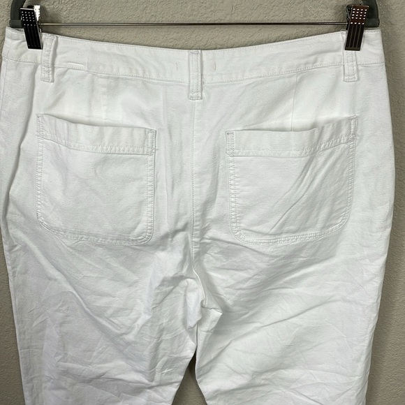 New Eileen Fisher Cotton Hemp Stretch Tapered Pant White Ankle Sz 12 - Picture 6 of 13